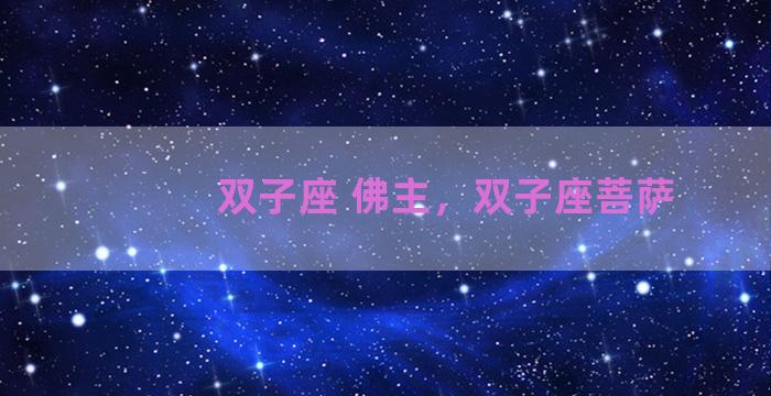 双子座 佛主，双子座菩萨